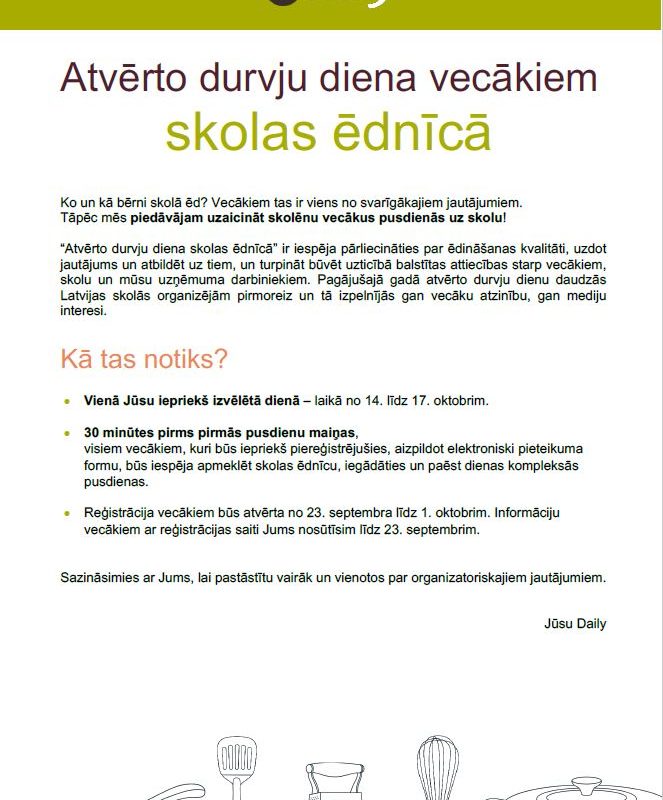 Atvērto durvju diena vecākiem skolas ēdnīcā 2025