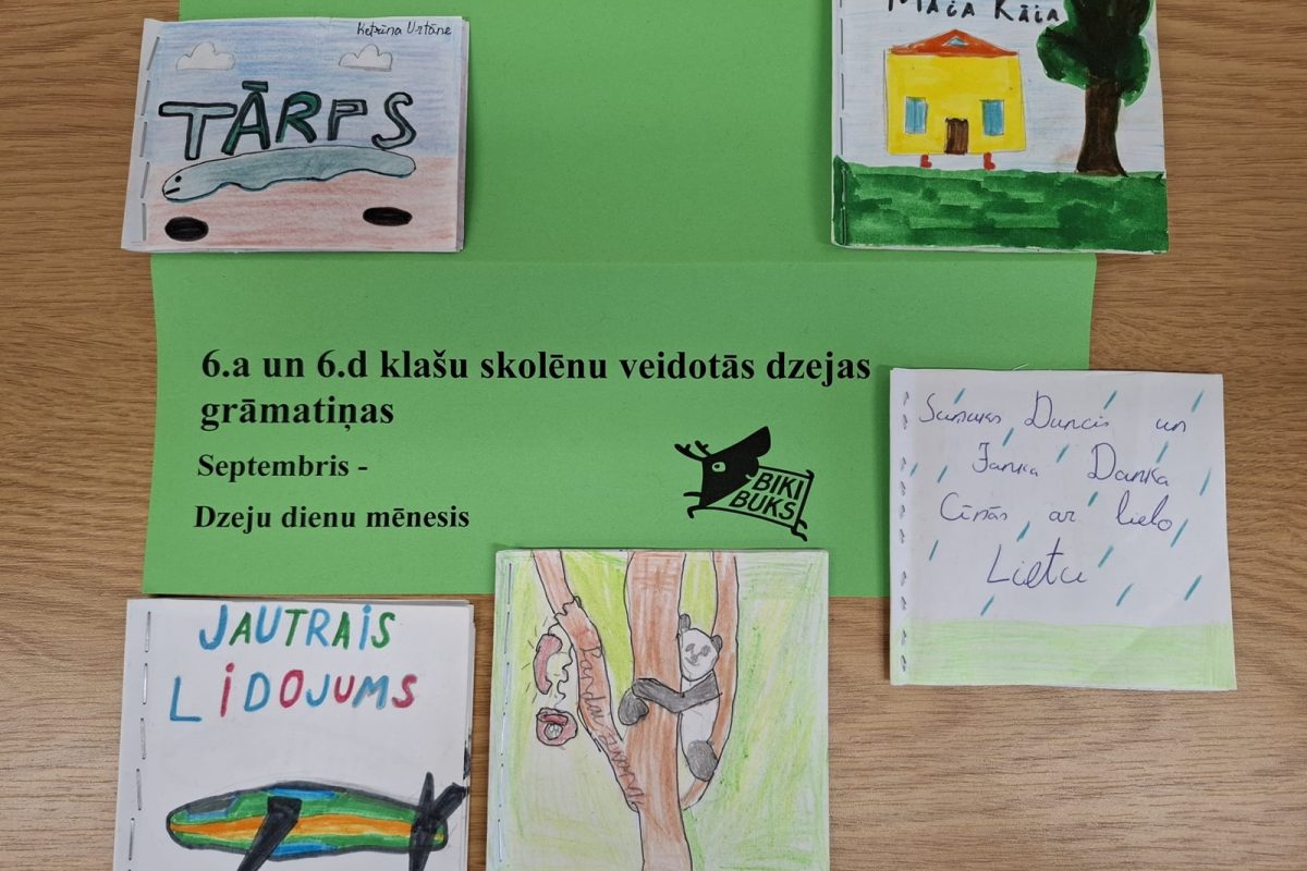 Skolēnu dzejas bilžu grāmatas bibliotēkas lasītavā