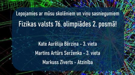 Skolēni gūst panākumus Fizikas valsts 76.olimpiādes 2. posmā!