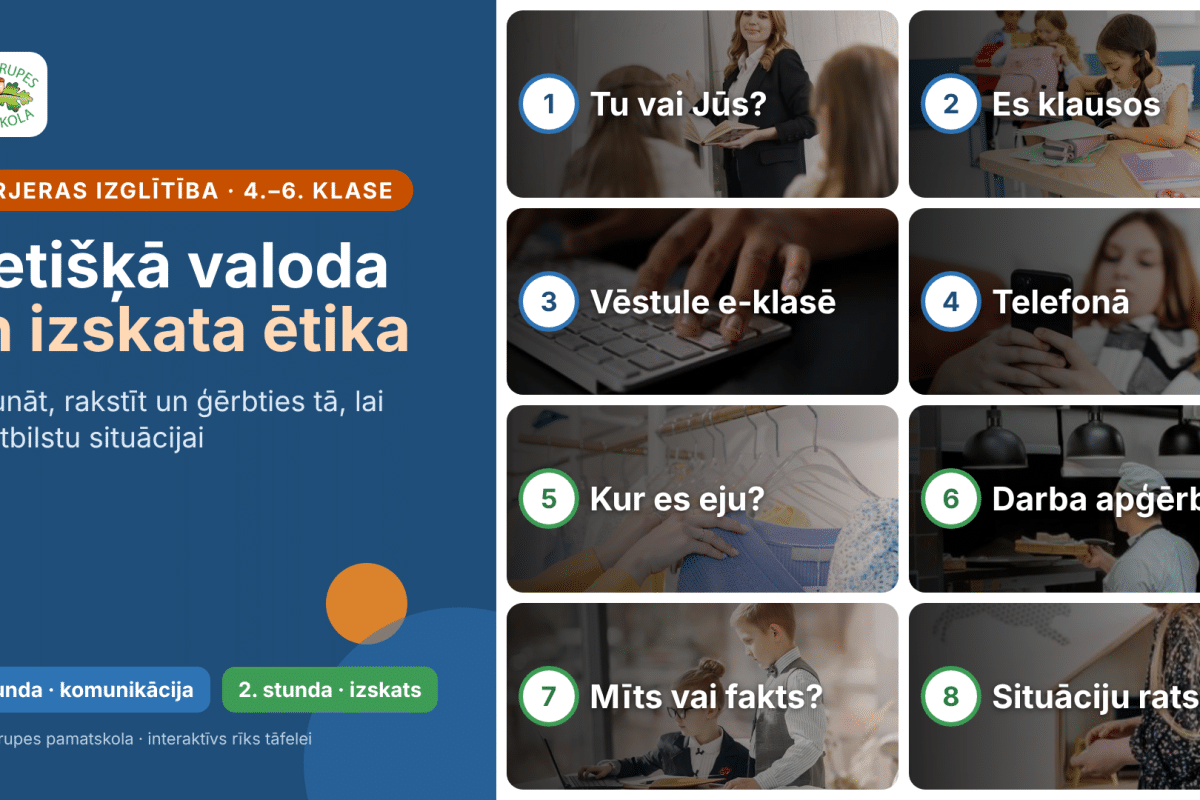Interaktīvs metodiskais materiāls “Lietišķā valoda un izskata ētika”
