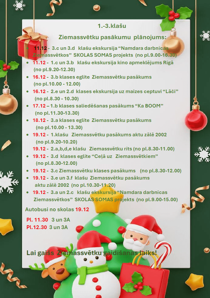 Ziemassvētku laiks 1.-3.klasēm