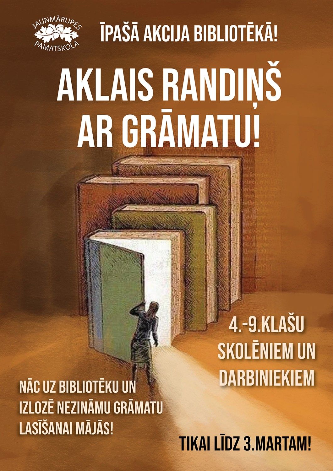 “Aklais randiņš ar grāmatu” – plakāts