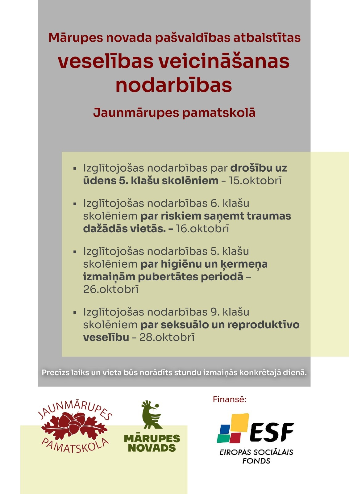 Veselības veicināšanas nodarbības skolā