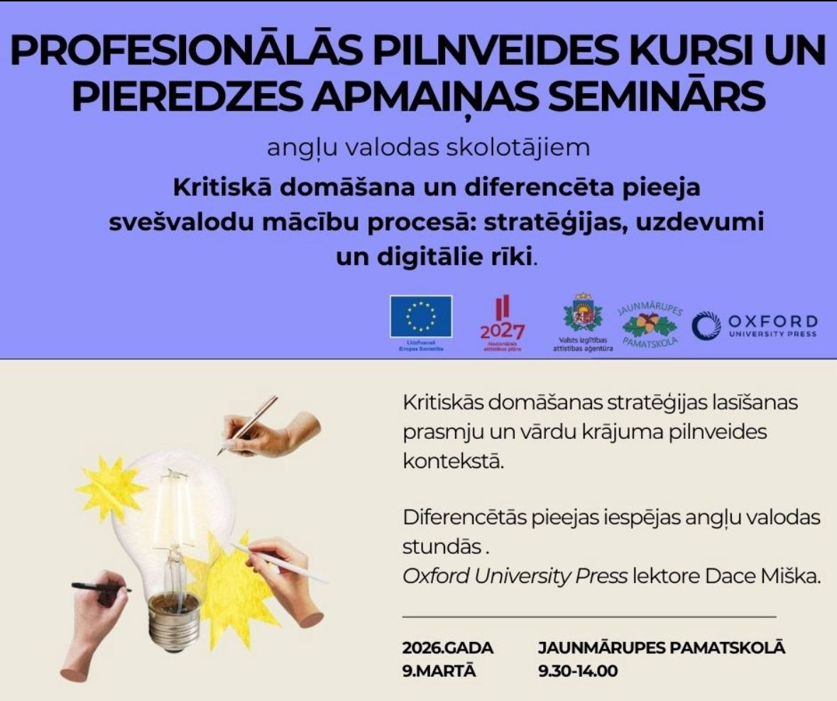 Pavasara kursi – seminārs angļu valodas skolotājiem